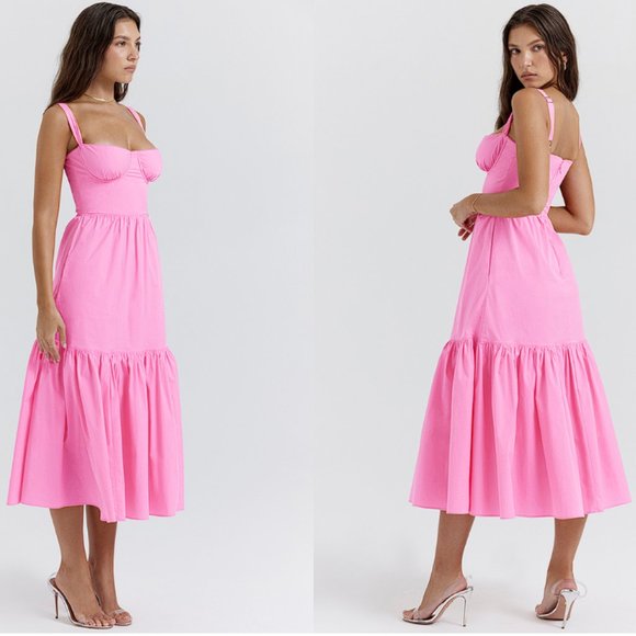 HOUSE OF CB 'Elia' French Pink Midi Sundress NWOT - Picture 4 of 11